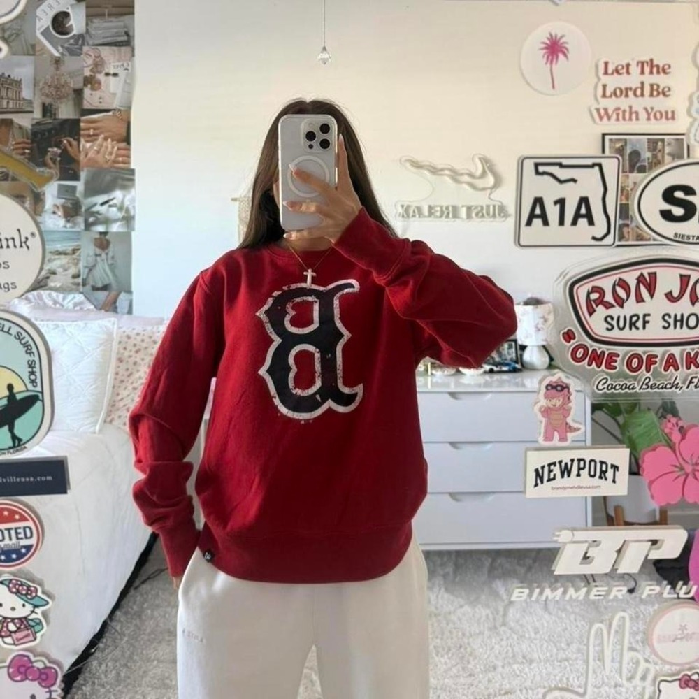 Red Boston Red Sox Baseball Crewneck Sweatshirt